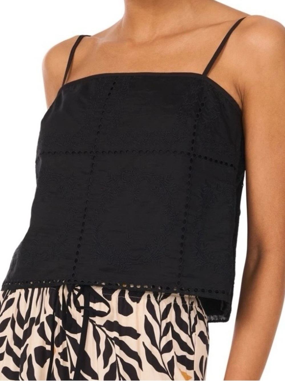 1. State Black Eyelet Square-Neck Camisole